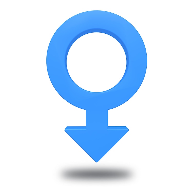 PSD representación del símbolo masculino azul en 3d