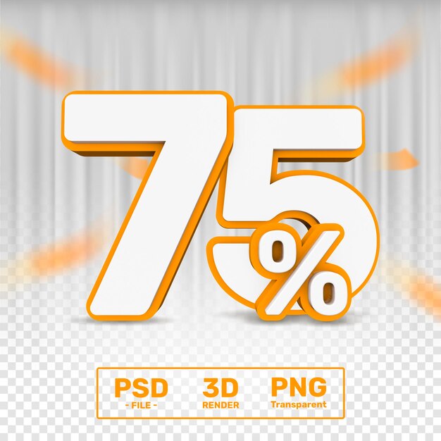 Representación de texto 3D 75 por ciento