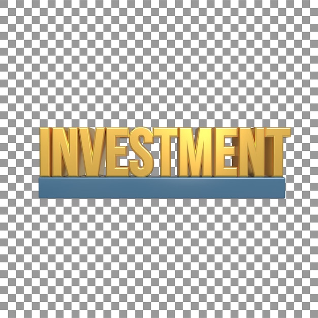 Representación de texto de inversión 3D dorado Eleve su cartera financiera