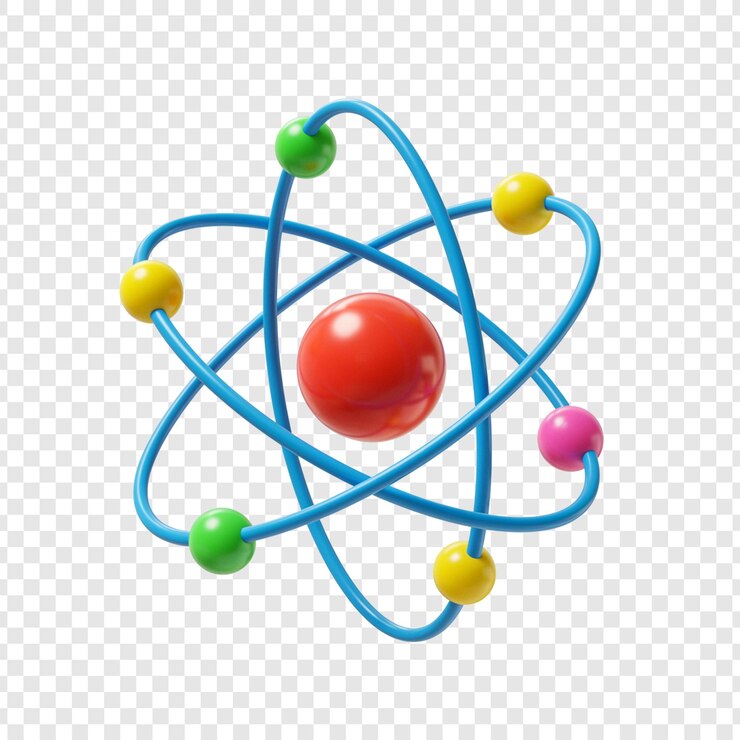 PSD representación tridimensional de la estructura atómica sobre un fondo transparente