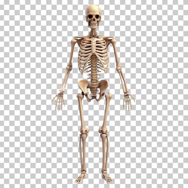 PSD representaciones en 3d del esqueleto humano sobre un fondo transparente