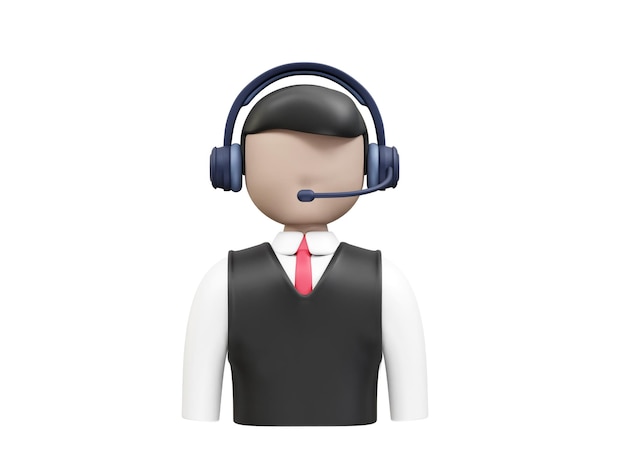Représentant du service à la clientèle portant une icône de casque 3D Illustration de l'icône de support à la clientèles 3D