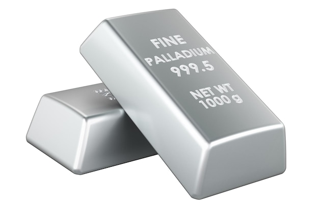 Représentation 3D de lingots de palladium et de barres de palladium isolés sur un fond transparent