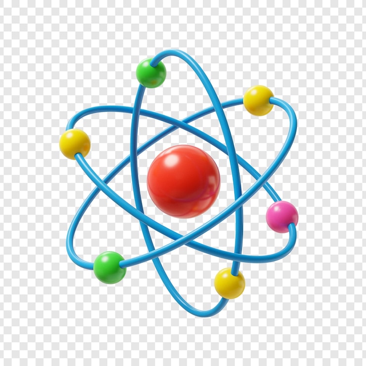 PSD représentation 3d de la structure atomique sur un fond transparent