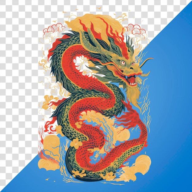 Représentation du Nouvel An chinois rouge du dragon de PNG