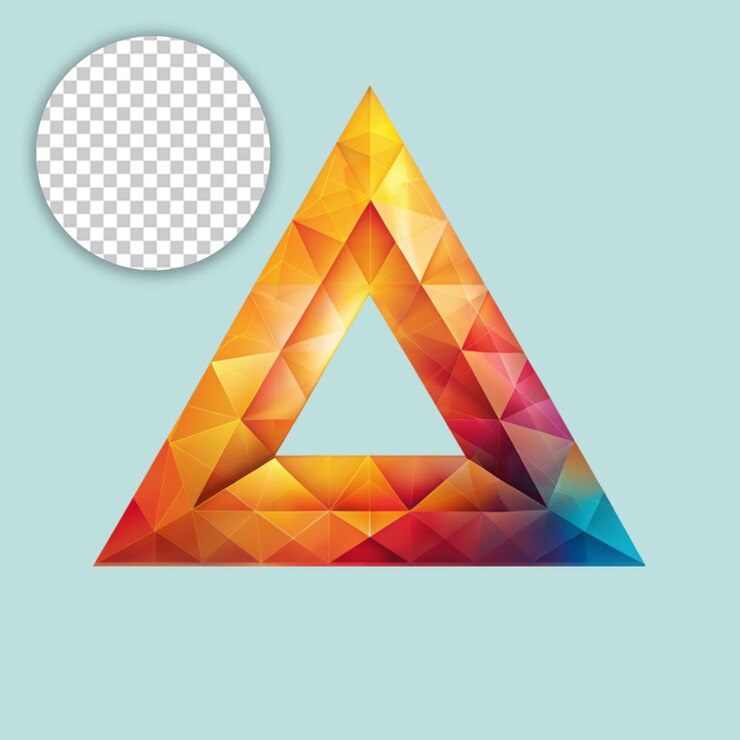 PSD représentation d'un triangle au néon sur un fond transparent