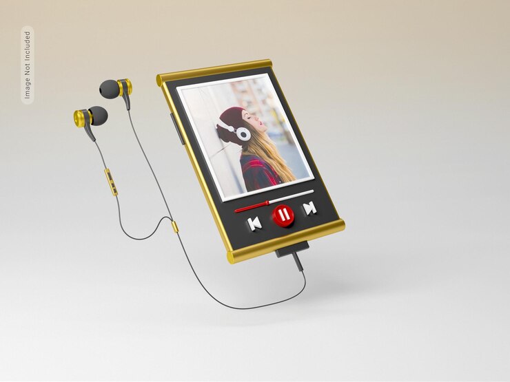 reproductor multimedia 3d con maqueta de auriculares
