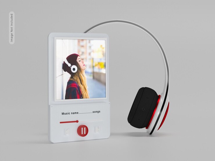 Reproductor de música con modelo de auriculares