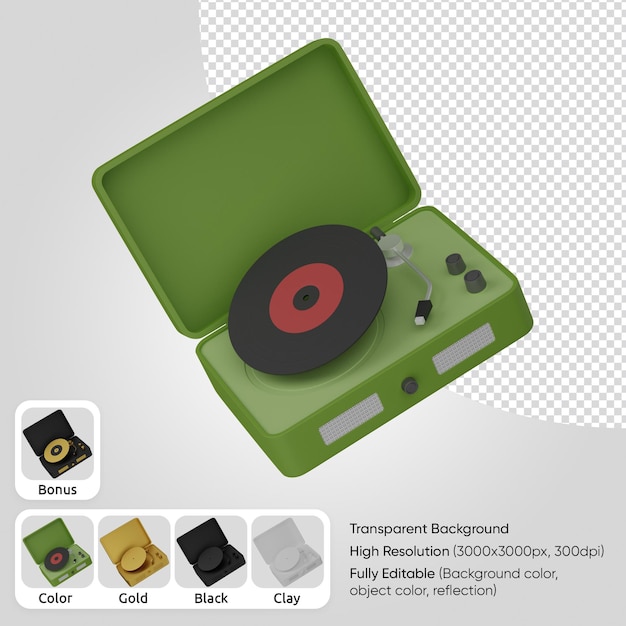 reprodutor de vinil 3D