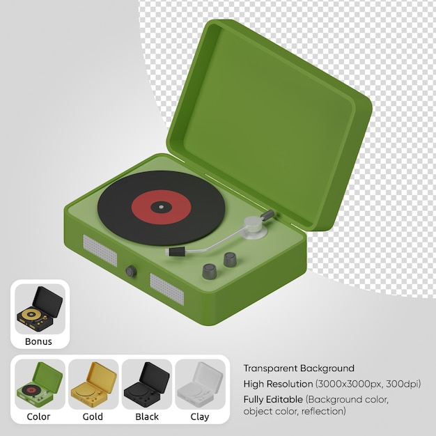 reprodutor de vinil 3D