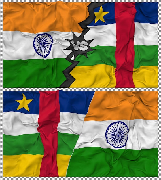 Repubblica Centrafricana contro l'India Falla a metà combinata Tessuto Bump Texture Rendering 3D