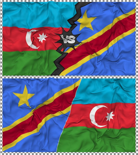 Repubblica Democratica del Congo contro l'Azerbaigian Metà bandiera combinata tessuto di stoffa Bump Rendering 3D