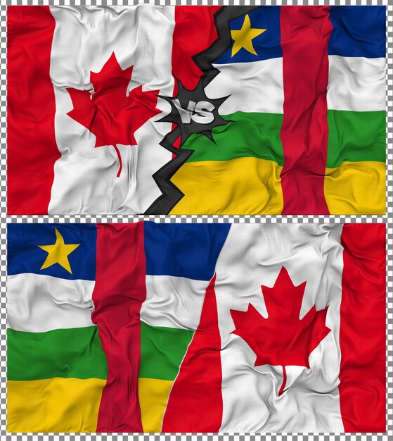 República Centroafricana contra Canadá Media bandera combinada con textura 3D de la tela