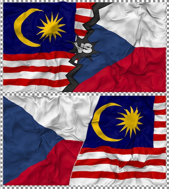 República Checa contra Malasia Media bandera combinada con textura en 3D