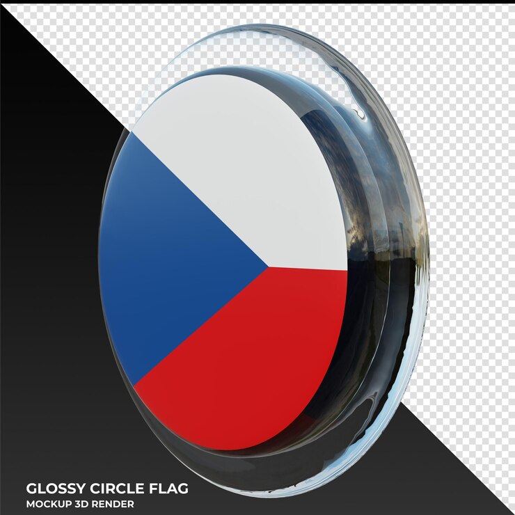 PSD república checa0002 bandera de círculo brillante con textura 3d realista