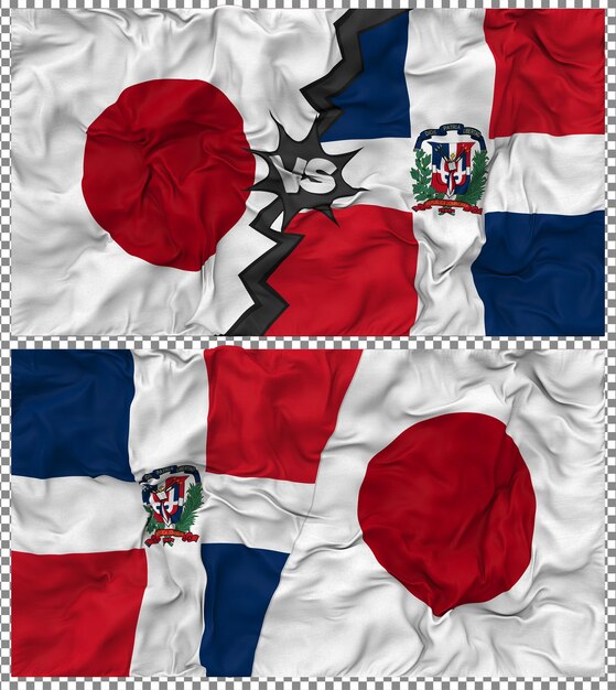 República Dominicana contra Japón Media bandera combinada con textura en 3D