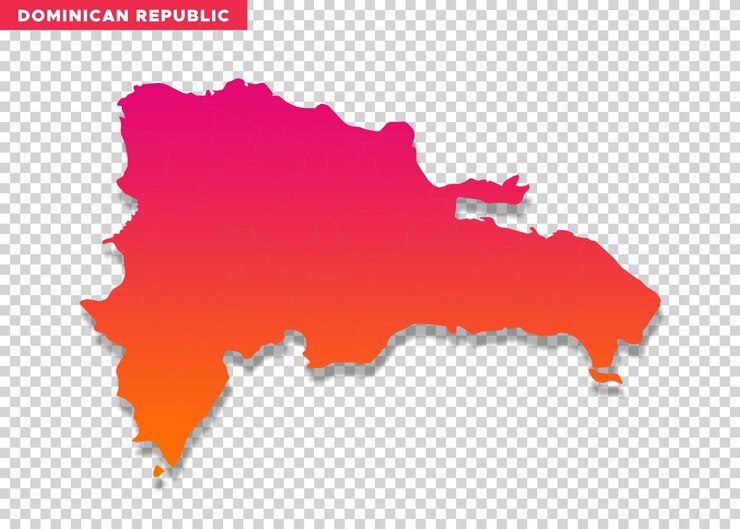 PSD república dominicana mapa de cor vermelha em fundo transparente
