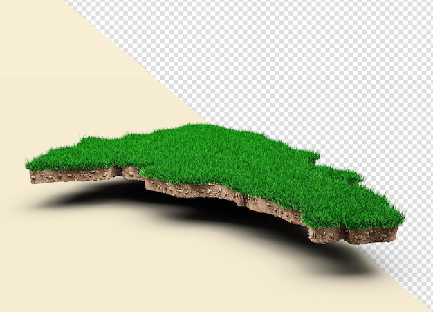 República Dominicana Mapa suelo geología sección transversal con hierba verde y textura de suelo de roca