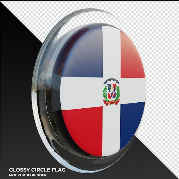 PSD república dominicana0003 bandera de círculo brillante con textura 3d realista