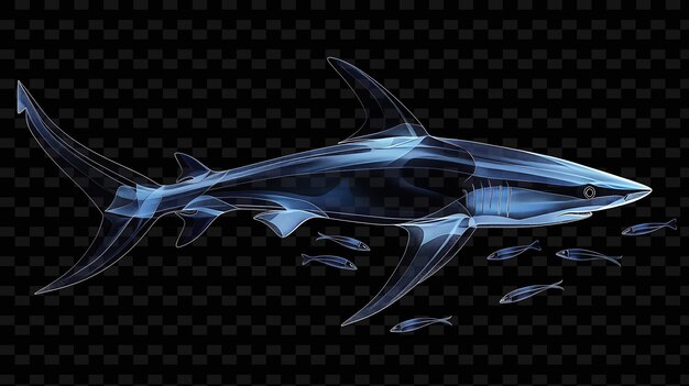 PSD un requin baleine bleu est vu sur un fond noir