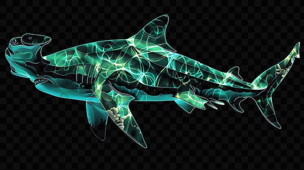PSD un requin avec un fond vert