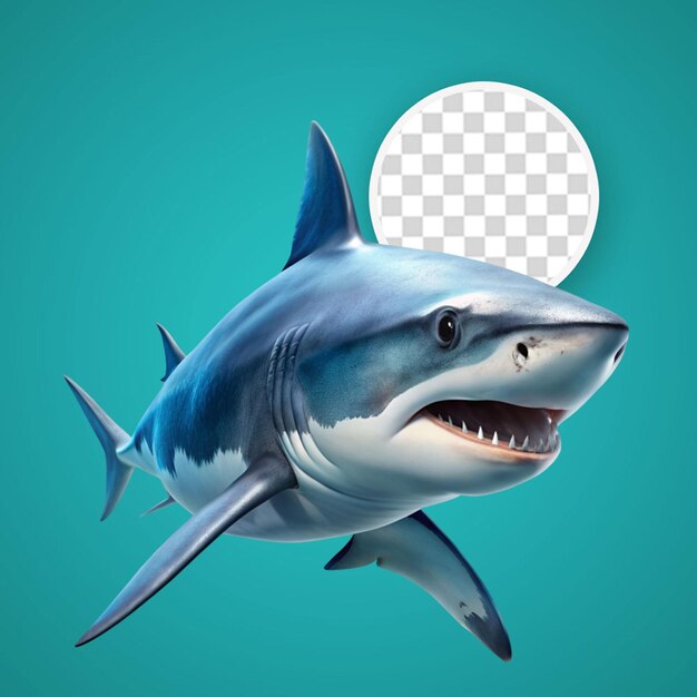 PSD un requin isolé sur un fond transparent png