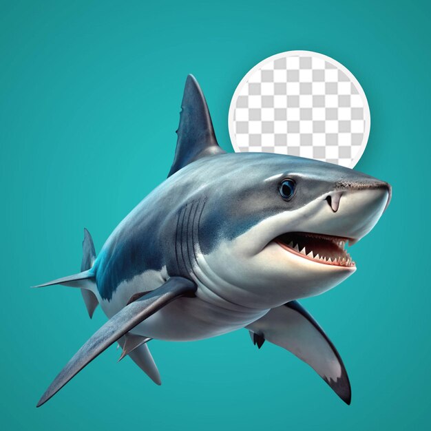 PSD un requin isolé sur un fond transparent png