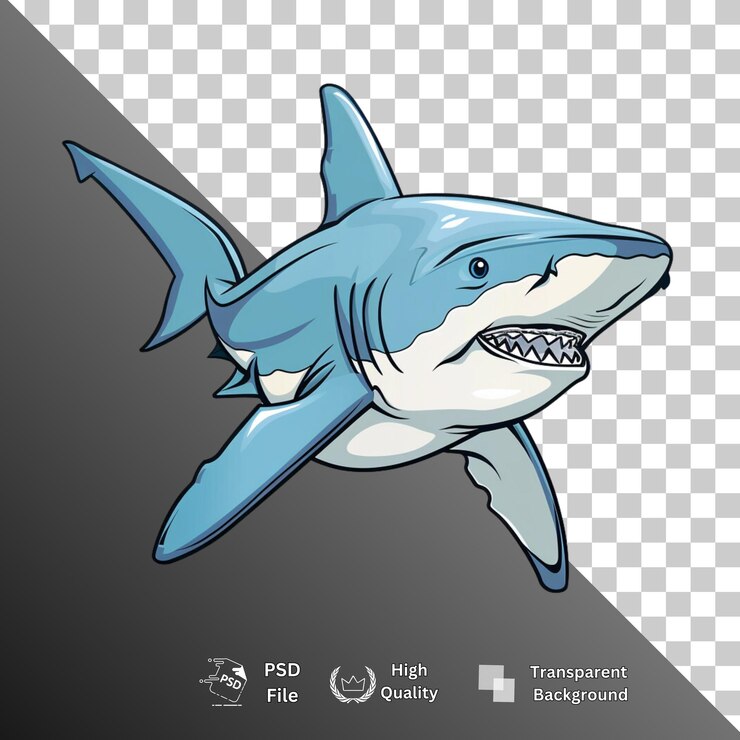 PSD des requins isolés à l'arrière-plan transparent