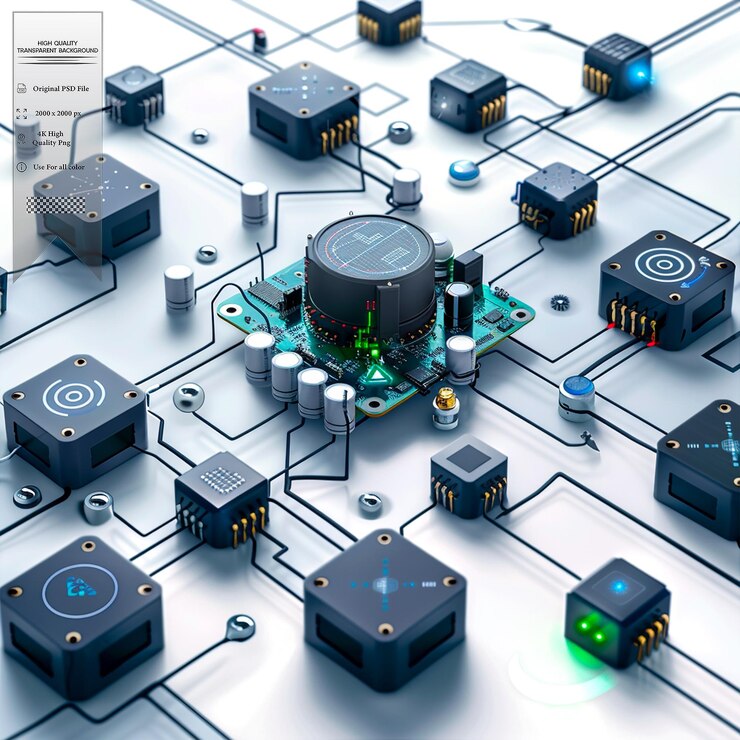 PSD un réseau d'appareils interconnectés pouvant collecter et partager des données sur un fond transparent