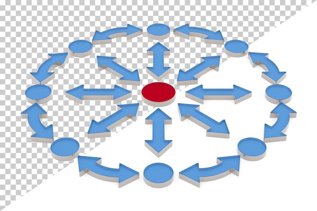 Réseau de communication sur fond blanc Illustration 3D isolée