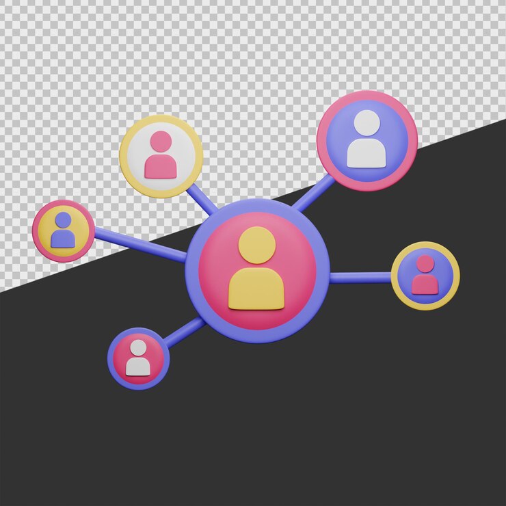 PSD réseau de personnes illustrations commerciales 3d