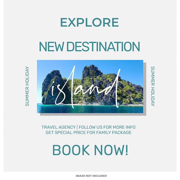 PSD réservez maintenant l'agence de voyage modèle de post instagram design psd