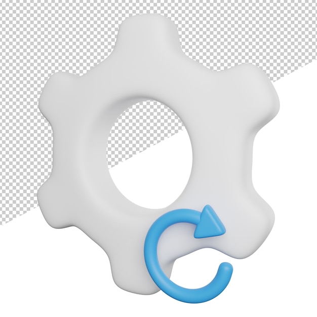 reset sign gear side view 3d rendering icon illustration ontransparent background