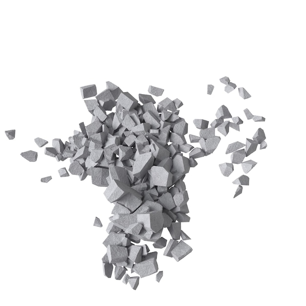 Residuos de hormigón aislado fondo transparente renderizado 3d