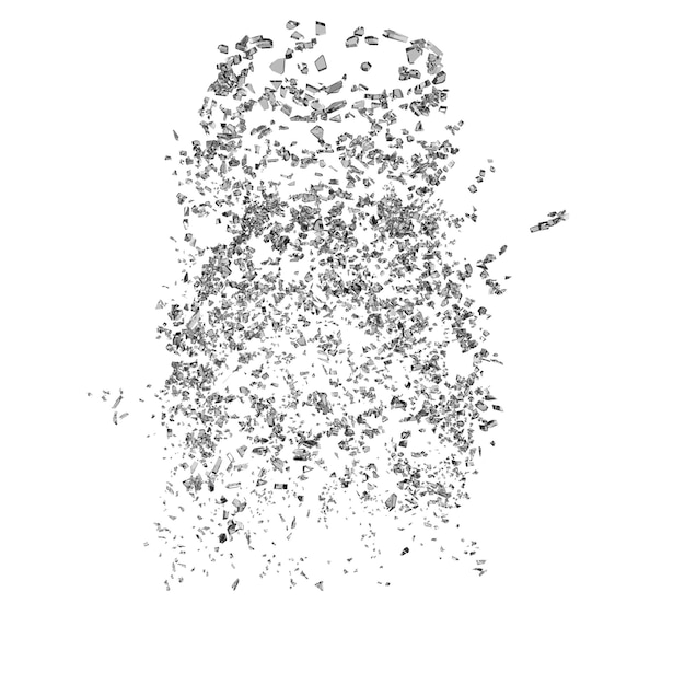 Residuos de vidrio roto aislado fondo transparente representación 3d