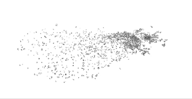 Residuos de vidrio roto aislado fondo transparente representación 3d