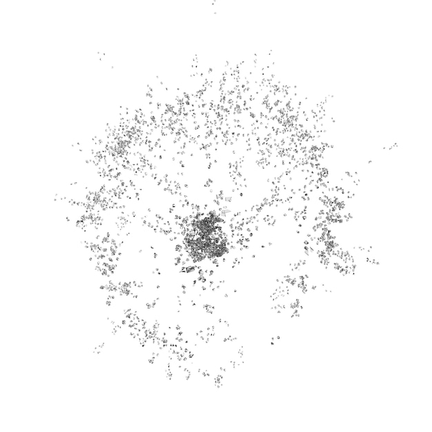 Residuos de vidrio roto aislado fondo transparente representación 3d