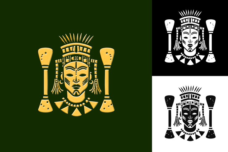 PSD la resistencia de los guerreros con un icono afro-mexicano que muestra un diseño de símbolo de la cultura mexicana