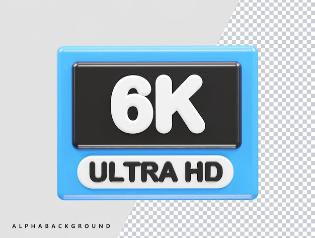 Resolución de texto de 6k con icono de ilustración en 3d