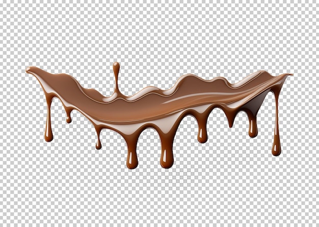 Respingo de chocolate fundo de transparência isolado gerado ai