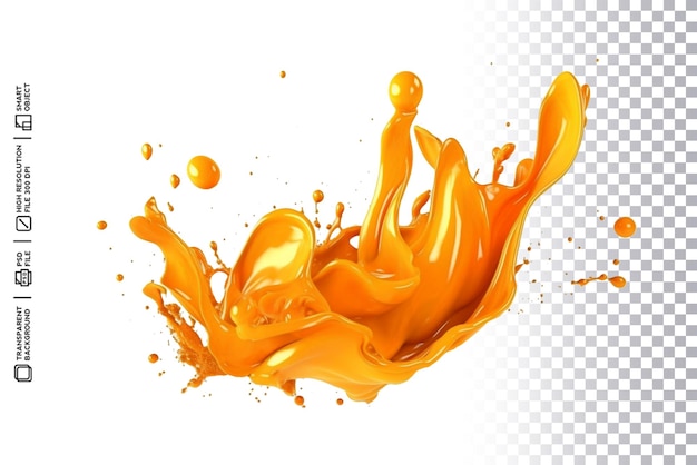 PSD respingo de cor laranja criativo na camada transparente psd