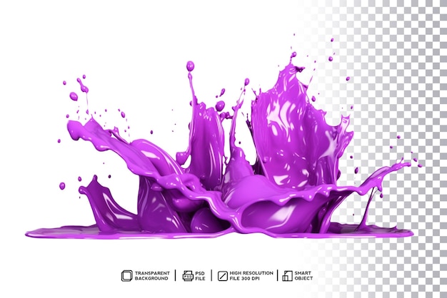 PSD respingo de cor roxo expressivo com transparência no photoshop