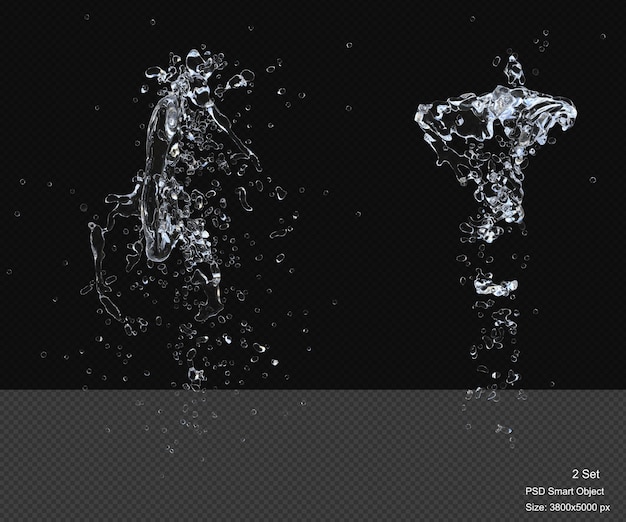 PSD respingo de gota de água isolado renderização 3d