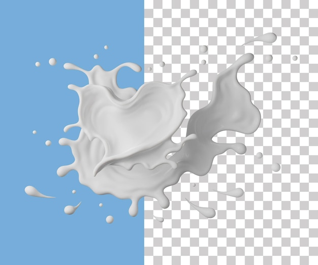 Respingo de leite ao conceito de dia dos namorados do coração com caminho de recorte, renderização em 3D, ilustração em 3D pré