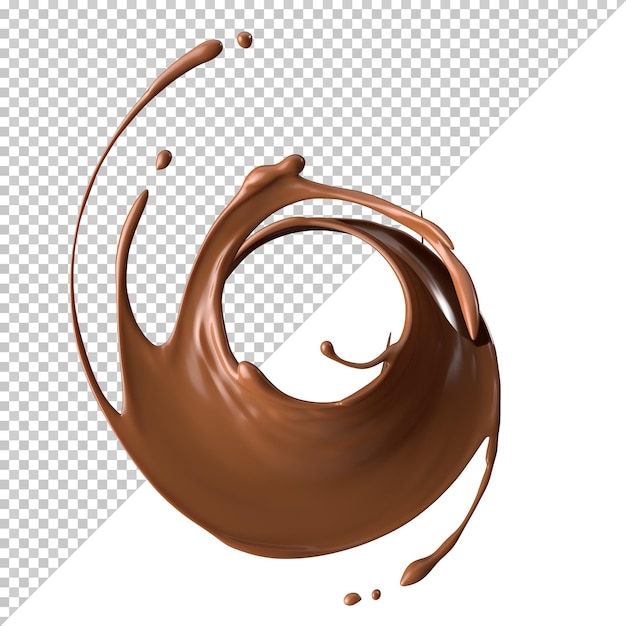 Respingo de leite com chocolate 3d realista