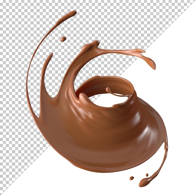 Respingo de leite com chocolate 3d realista
