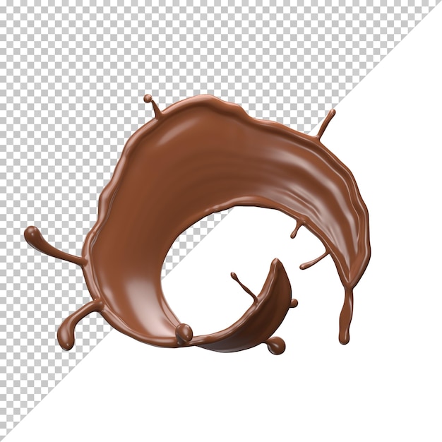 Respingo de leite com chocolate 3d realista