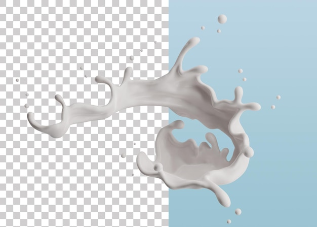 PSD respingo de leite com traçado de recorte, renderização em 3d, ilustração em 3d psd premium