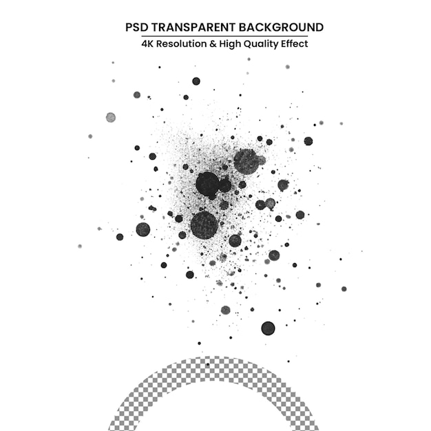 PSD respingo de tinta preta com gotas isoladas em fundo branco