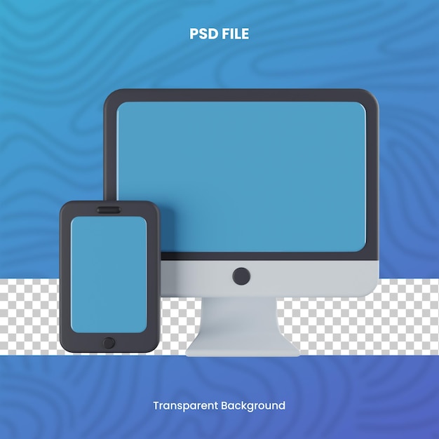PSD respondiente 3d con fondo transparente renderizado de alta calidad
